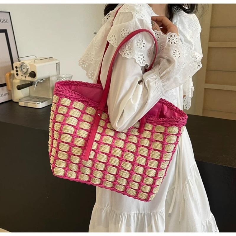 New straw bag bag large capacity tote bag women's handwoven bag versatile shoulder travel beach bag
