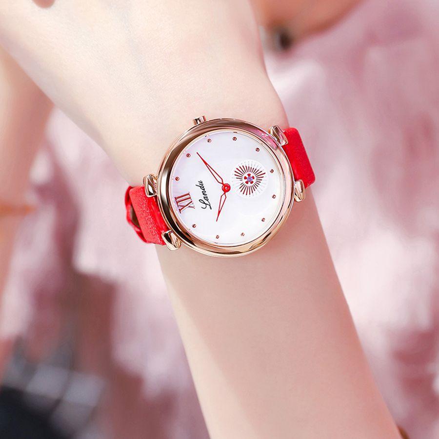LANDU Quartz Movement Leather Strap Watch Women's Watch White Dial L9051