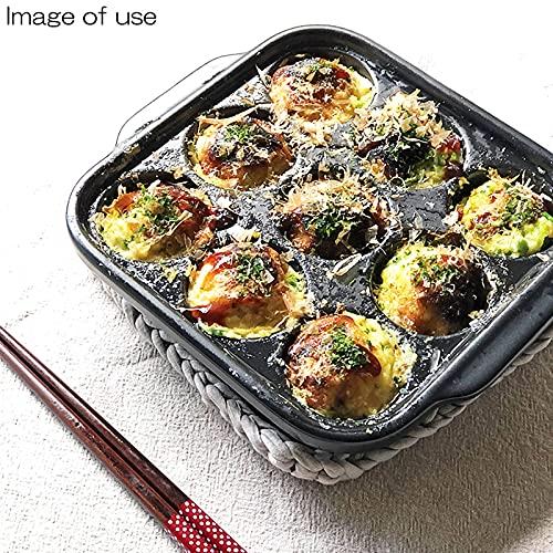 Saji Pottery Banko Ware Takoyaki Pan, Direct Heat Safe, Ceramic, Approx. 19 x 21 cm, Black, Made in Japan, 21-102 Black