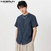 INCERUN Men Short Sleeve Bittons Shirts Summer Casual T-shirts