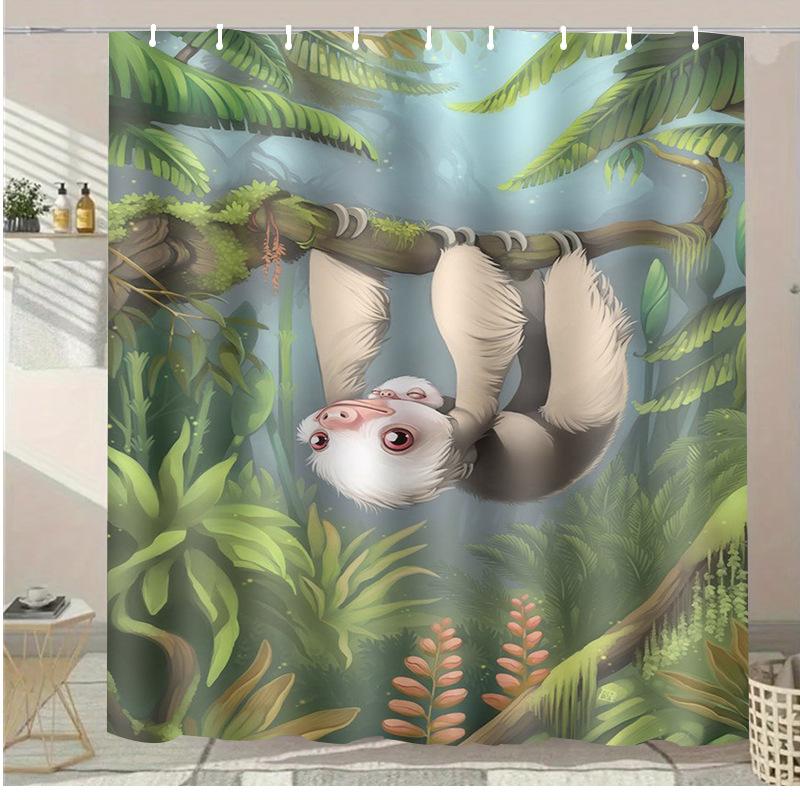 Cartoon baby panda Washable Dirt-Resistant Shower Curtain Shower Head waterproof Polyester Bath Curtain For Home Decor
