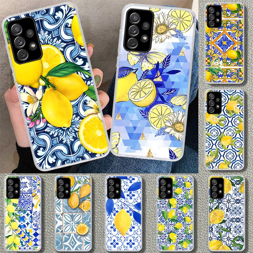 Mediterranean Lemon Phone Case Cover for Samsung Galaxy A12 A22 A32 A52 A72 A02S A51 A50S A31 A20S A10S Note 20 Ultra 10 Plus Ga