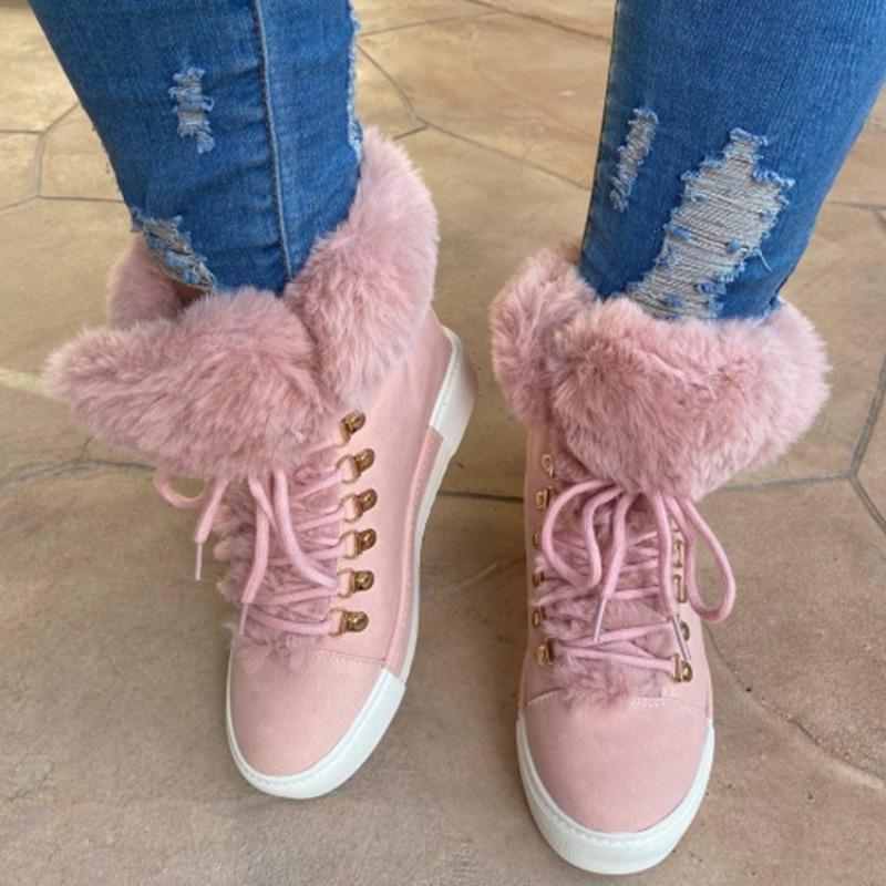 Fashion European American Women's Boots 2024 Winter New Oversized Design with Warm Fur Mouth and Increased Height Inside Zapatos Mujer