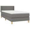 3130074 vidaXL Lit à sommier tapissier et matelas Gris foncé 90x190 cm Tissu