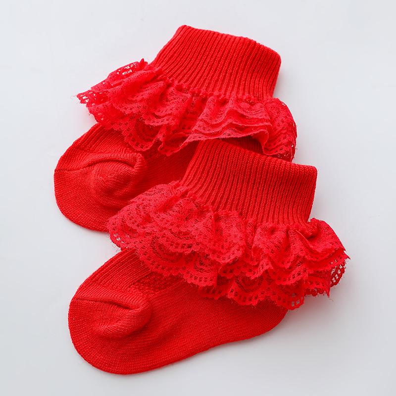 2022 Spring & Autumn Girls' Lace Princess Cotton Socks - Children's Dance Socks