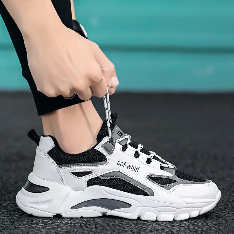 Men's shoes spring new men's sports shoes low top contrasting color dad shoes breathable Korean version running shoes