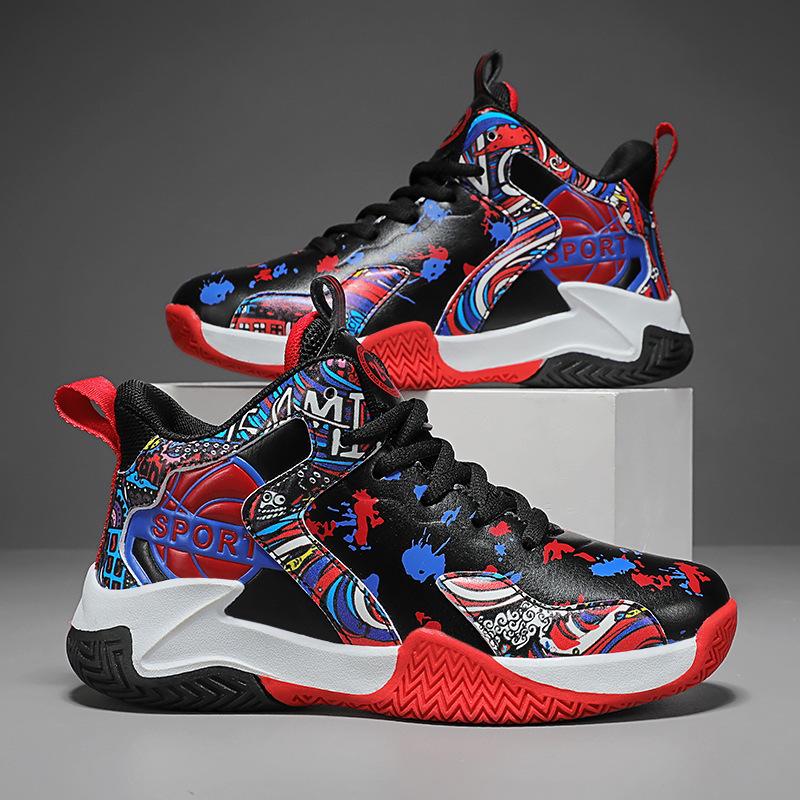 "2024 Autumn/Winter Leather Basketball Shoes for Kids - Boys' Training Sneakers"