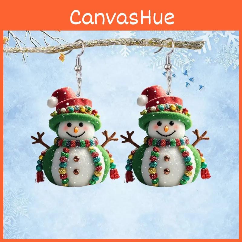 Christmas Themed Snowman Pattern Women Acrylic Earrings For Teens And Adults