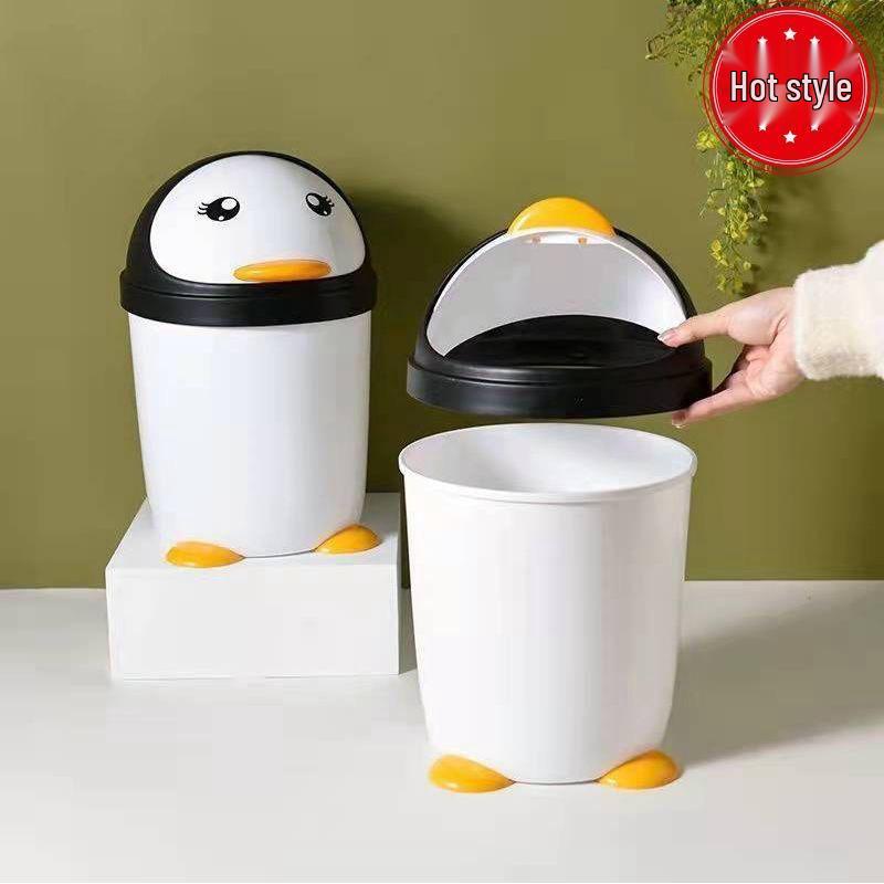 Cute Large Capacity Trash Can with Lid for Bedroom, Kitchen, Bathroom, and Dorm