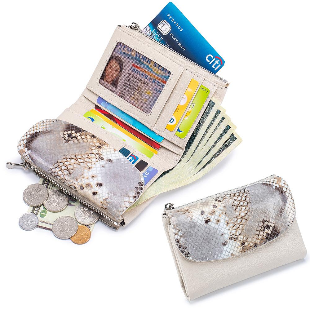 New Short Wallet, Fashionable Women's Soft Leather Texture Clutch Bag, Large Capacity Storage Bag, Snake Pattern Wallet.