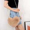 Borsa a tracolla in peluche a forma di cuore carina da donna Borsa a spalla con catena