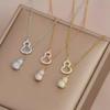 Elegant S925 Sterling Silver Diamond Gourd Necklace with Tassel - Women's Luxury Fashion Clavicle Chain
