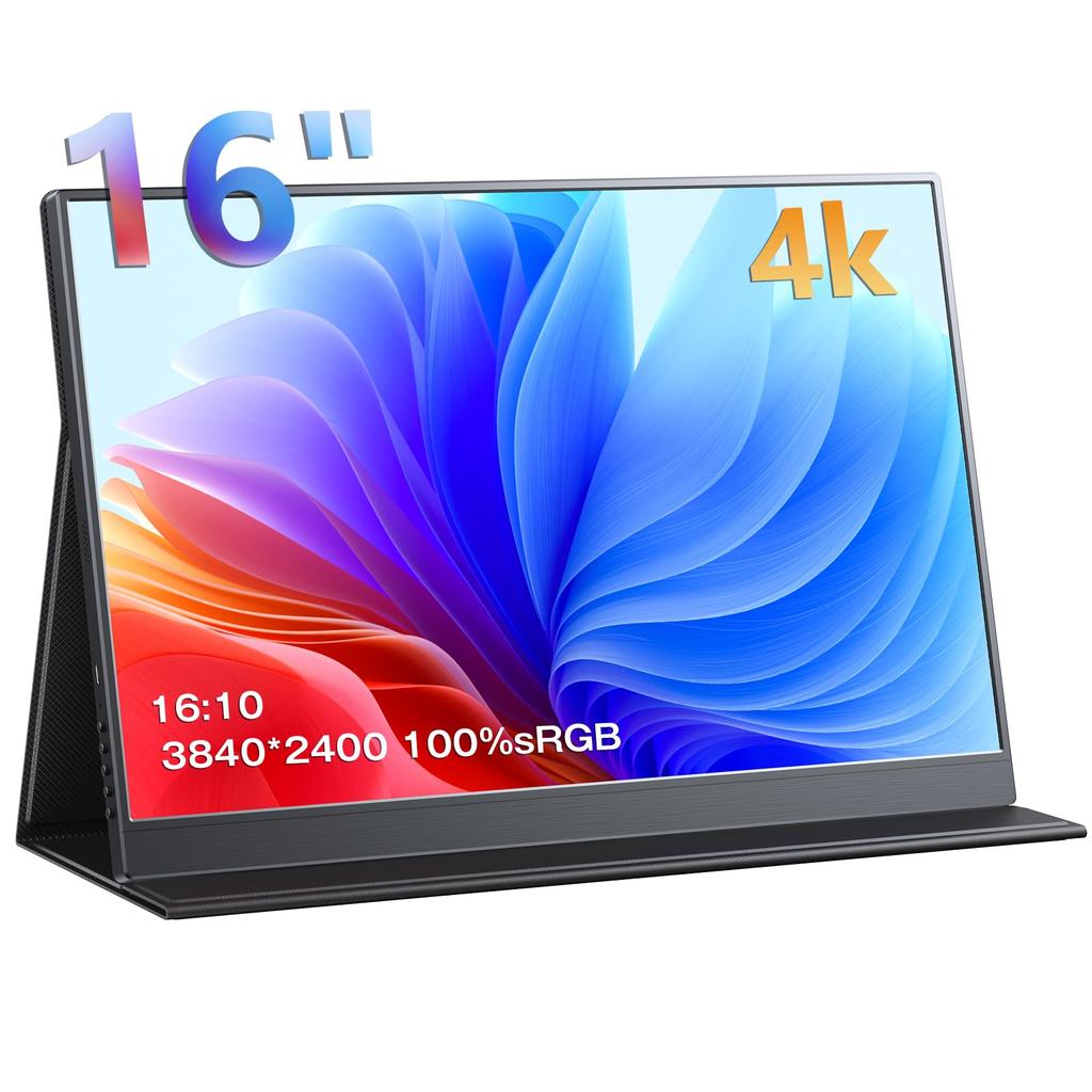 KEEPTIME Mobile Monitor 4k Mobile Display 16 Inch 3840x2400 Golden Ratio Color Depth 10bit High Brightness IPS Panel Wide Color Gamut Portable Monitor