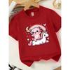 European sizes Cute and Versatile Teen T-Shirt, Adorable Axolotl Print Pattern, Comfortable Unisex Style for Boys and Girls, Casual Versatile Top