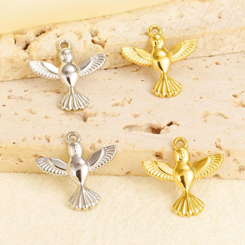 6pcs/Lot Animal Pendant Hummingbird Charms For Jewelry Making Earrings Necklace Stainless Steel Charm Cute Accessories Materials