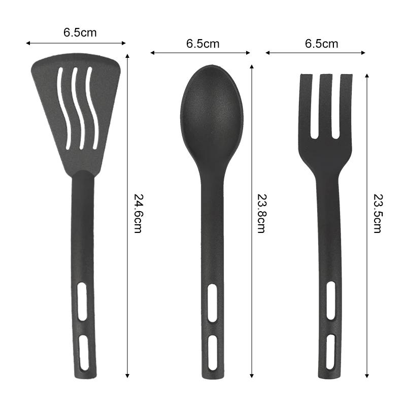 Utensils Set Serving Cooking Kitchen Cutlery Spoons Silicone Kit Spatula Tableware Portable Camping Plastic Slotted Flatware