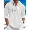 TEMU Trend Fashion Men's Pearl Cotton Small Twill Half Cardigan Hooded Button Sweater