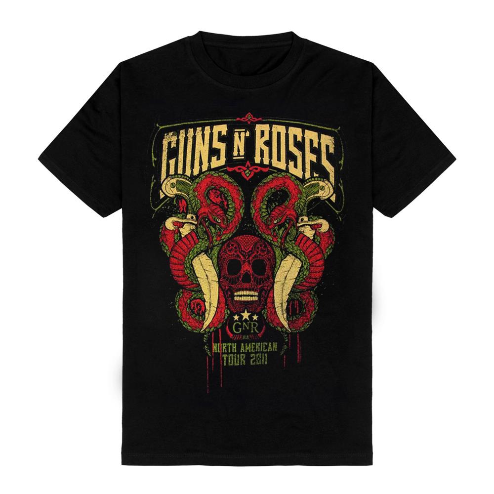 

Черная футболка унисекс Guns N Roses Snakes Skull 2011 Tour Las Vegas