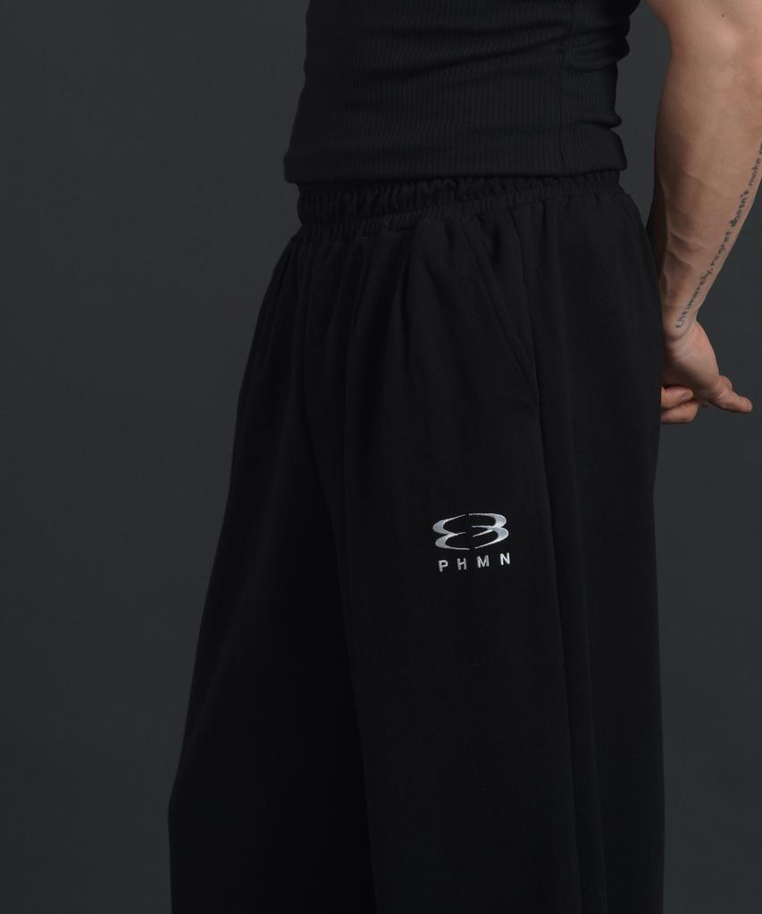 PHERMENON Oversized Wide String Jogger Pants - Black