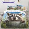 Biancheria da letto con motivo procione Decorazione per la casa Regalo di compleanno (1 * copripiumino + 2 * federa, senza nucleo)