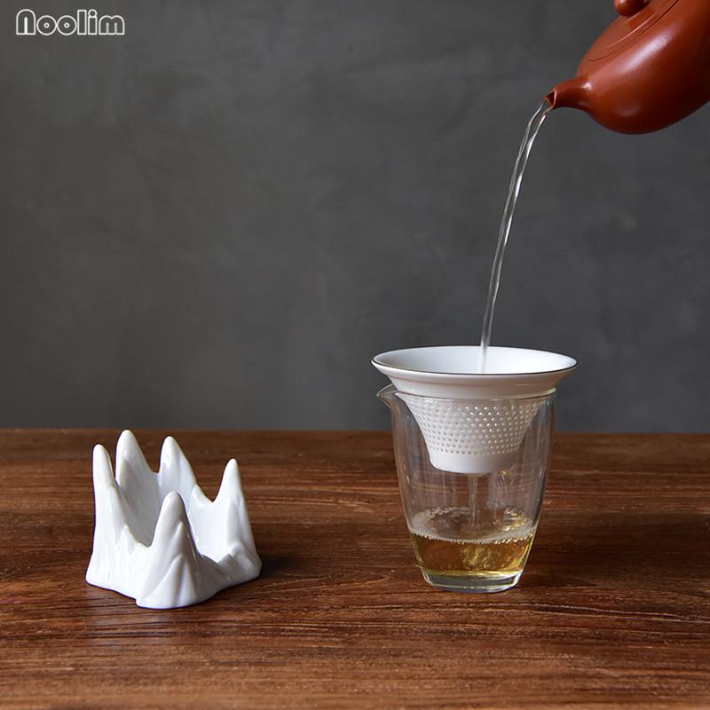 Horský vrchol Bílý nefritový porcelán Sítko na čaj Kreativní čajové náčiní
