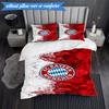 Zestaw pościeli miękkiej z nadrukiem FC Bayern München, 3 sztuki, w tym 1 poszewka na kołdrę i 2 poszewki na poduszki, idealny do sypialni, akademika, prezent dla fana