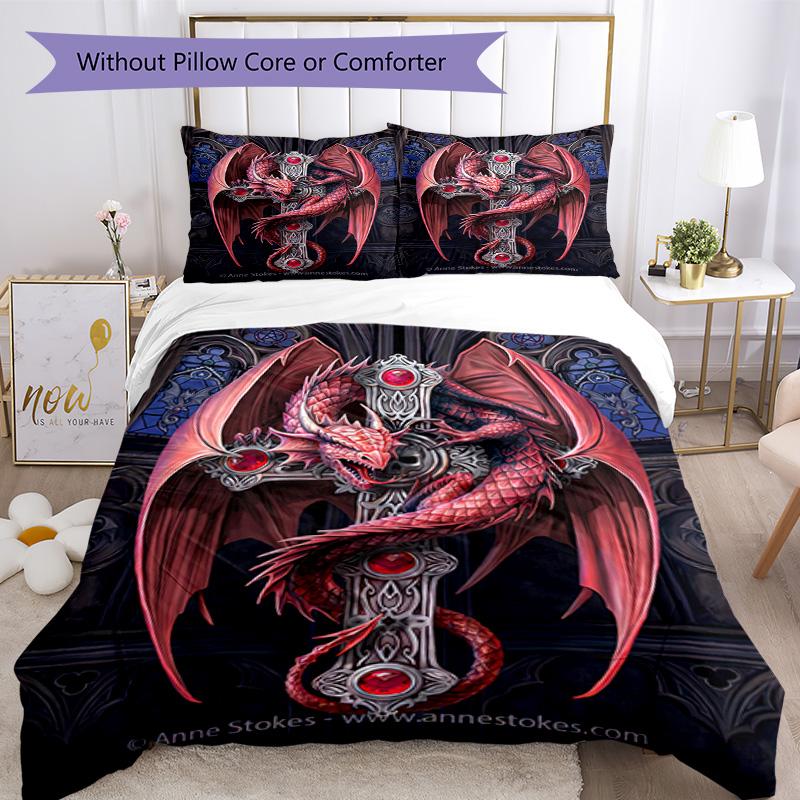 Set Biancheria da Letto Stile Gotico Traspirante Copripiumino con Federe Biancheria da Letto Decorativa per Camera da Letto Decorazione Casa Regalo di Compleanno