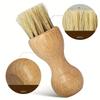 Gourd Shaped Shoe Brush Beech Wood Handle & Natural Pig Bristles for Polishing Cleaning Ash Removal, Multifunctional Care Tool