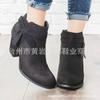 Autumn and Winter New Thick Heel Side Zipper Round Head Bow Martin Boots Women's Large Size and Ankle Boots