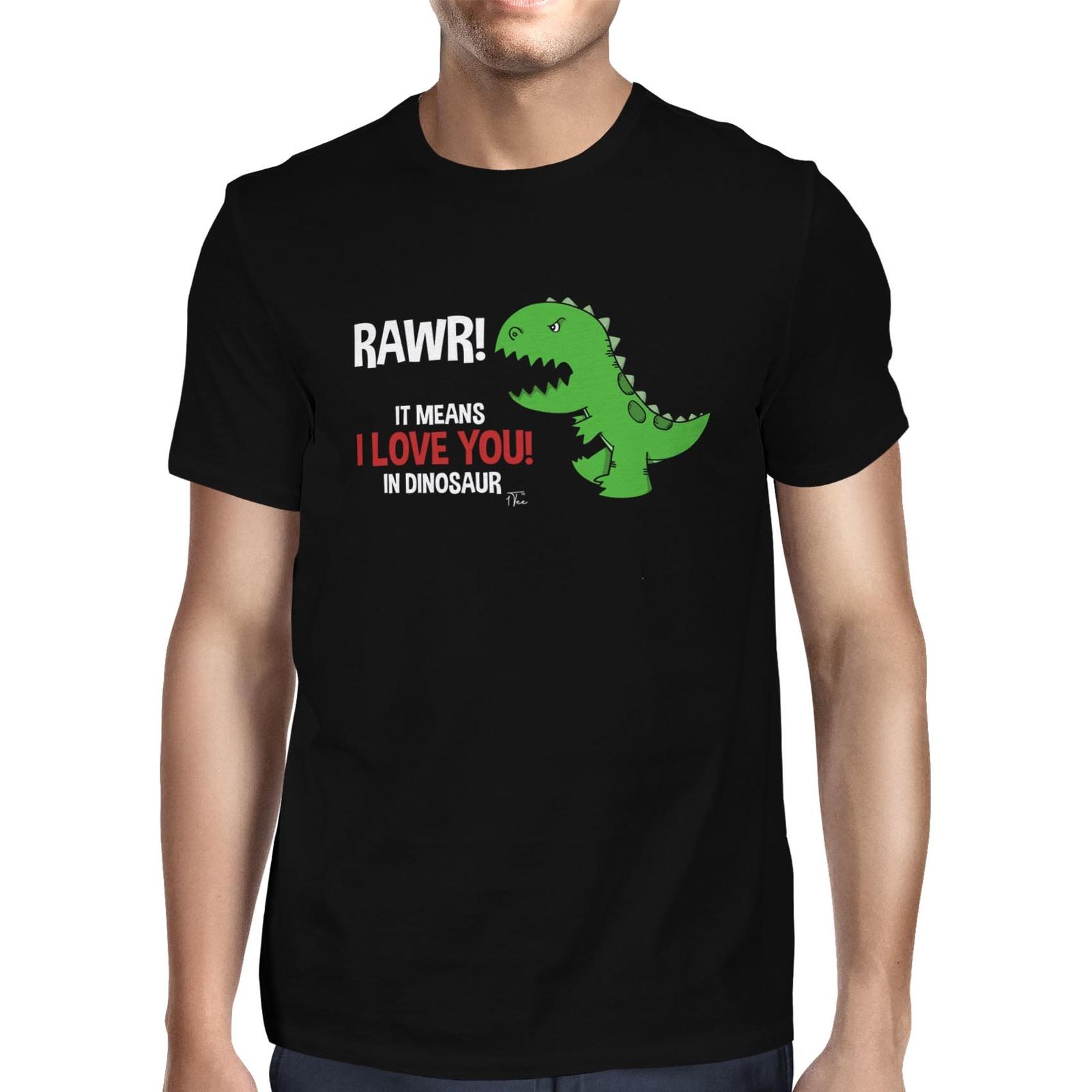 1Tee Mens RAWR Means I Love You In Dinosaur T-Shirt S