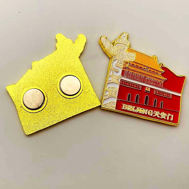 Beijing Tiananmen Square, Tourist Attraction, Shaped Refrigerator Sticker, Metal Gold-plated Commemorative Medal, Craft Magnet Commemorative Coin