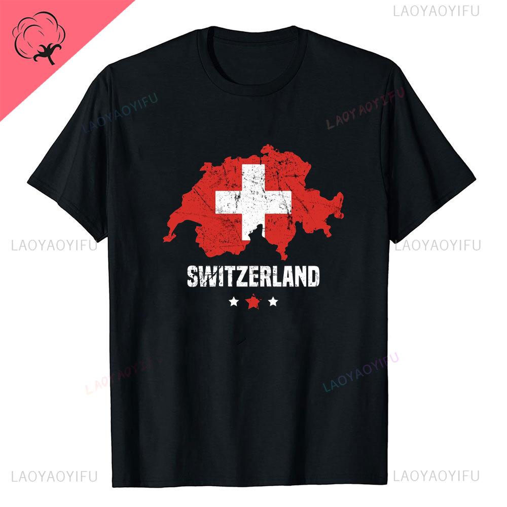 Super Swiss Proud Switzerland Flag T Shirts Man ShortSleeve Fashion Hipster T Shirt Clothing Casual Summer Basic Loose Tee