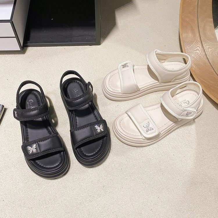 [Ushilai] Sandalen mit weicher Sohle Damen neu Klettverschluss lässig dicksohlige Damen rutschfeste Strandschuhe im Sommer 2025