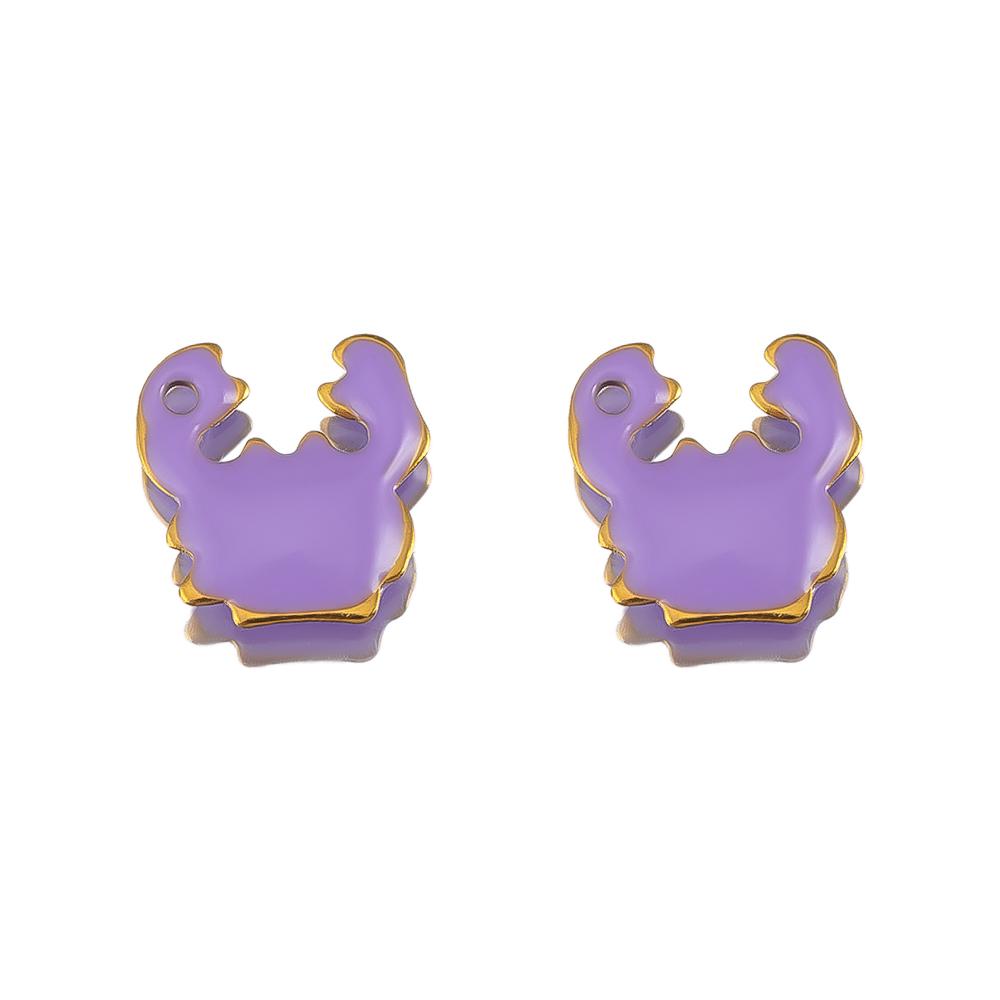 2pcs Stainless Steel 304 Multi-Design Enamel Pendant Lavender Purple Series For DIY Necklace Earrings Jewelry Findings Accessory