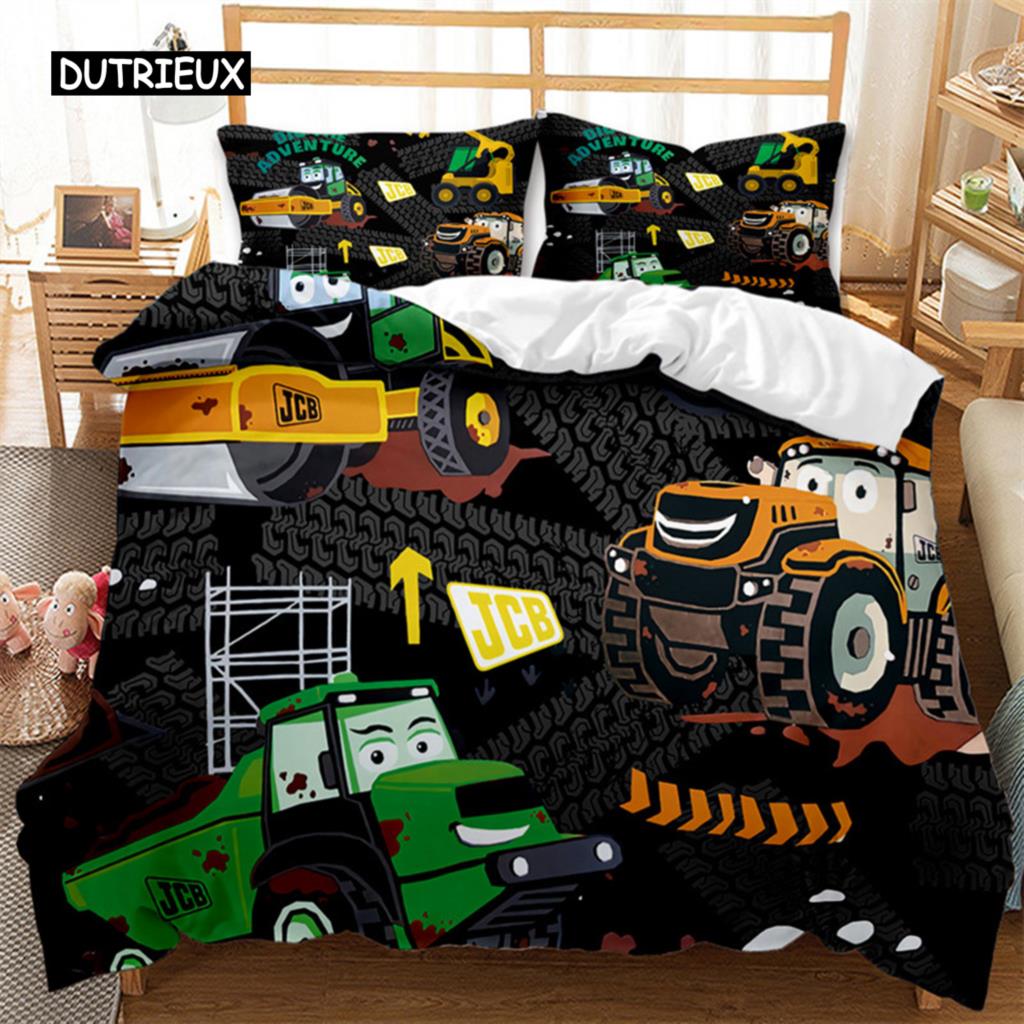 Travel Guide Duvet Cover Set Cartoon Route Car House Building Pattern Bedding Set Microfiber Travel Theme King Size Quilt Cover