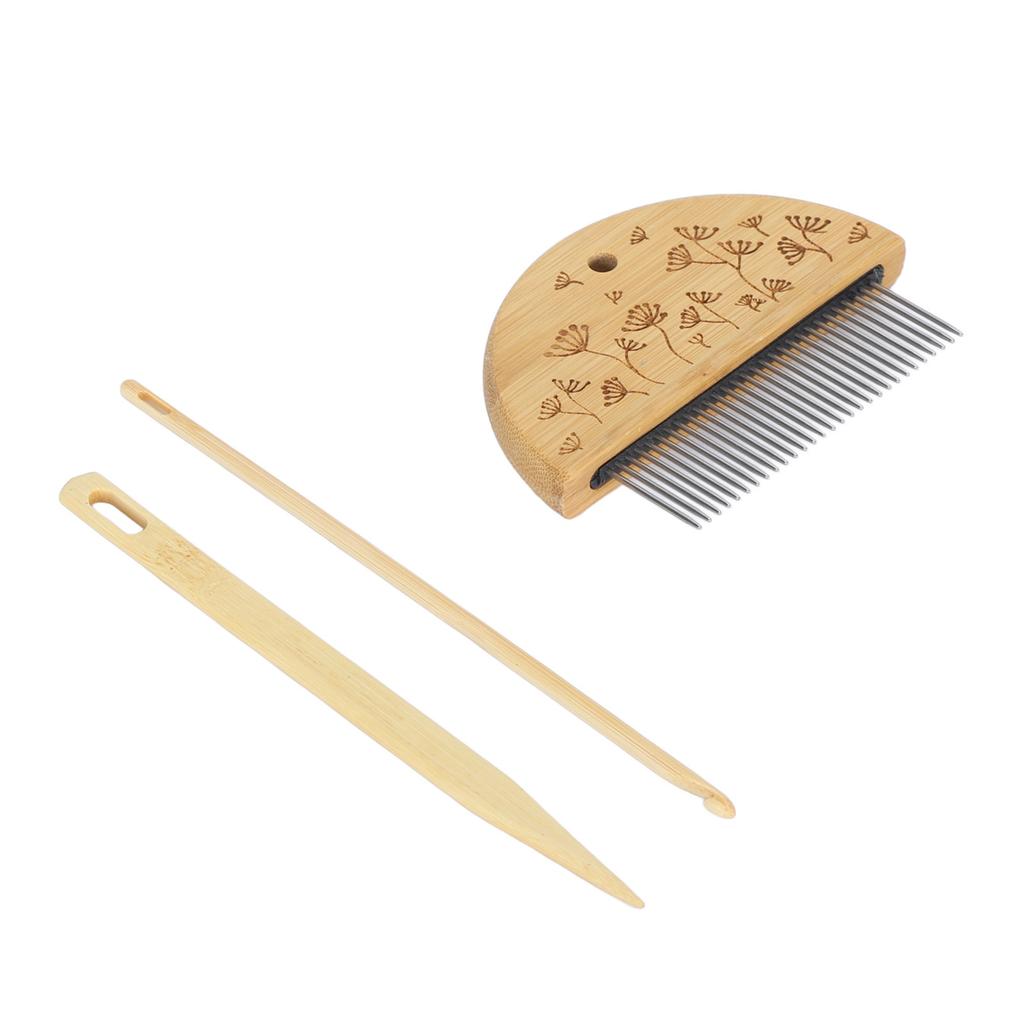 Weaving Loom Comb Professional Wooden Loom Comb Big Eye Needle 4mm Crochet Needle Set for Making DIY Crafts Tool