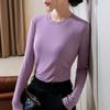 Long-sleeved Bottoming Shirt Women's 2025 New Women's Clothing Solid Color Round Neck Mask T-shirt Pendant Soft Waxy Inner Top