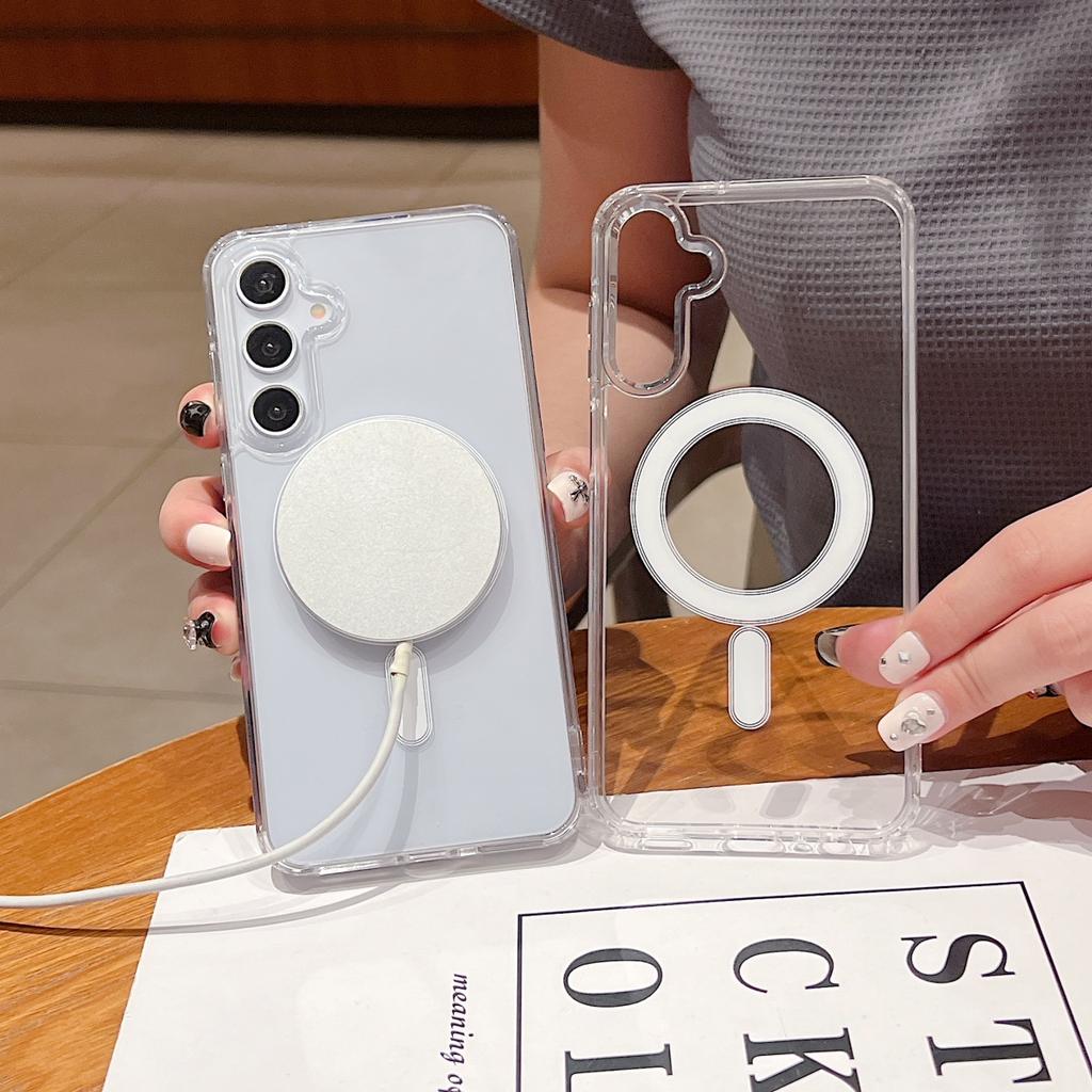 For Magsafe Magnetic Clear Acrylic Case For Samsung S26 S25 Edge S24 S23 S22 S21 20 FE Note 20 Ultra 10 Plus A56 A36 A16 A06 A55