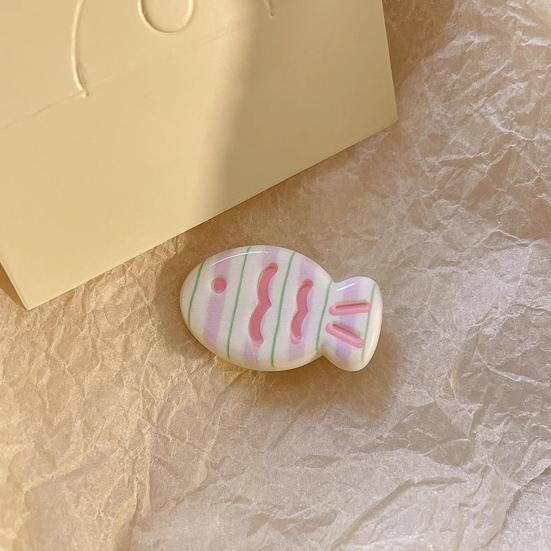 4Pcs Hairpin Cream Macaron Color Snapper Fish Shape Hair Clips Gentle Hold No