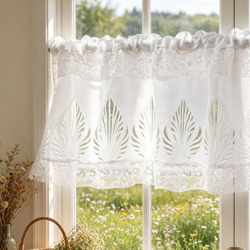 Tenda Corta Floreale in Cotone Ispessito per Armadietti da Cucina, Caffetterie, Camere da Letto o Soggiorni, con Tasca per Asta