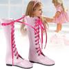 60cm Doll Lace Up Boots Girls Kid Exquisite Doll Boots Shoes Children Toy Accessory(Flat Boots Pink )