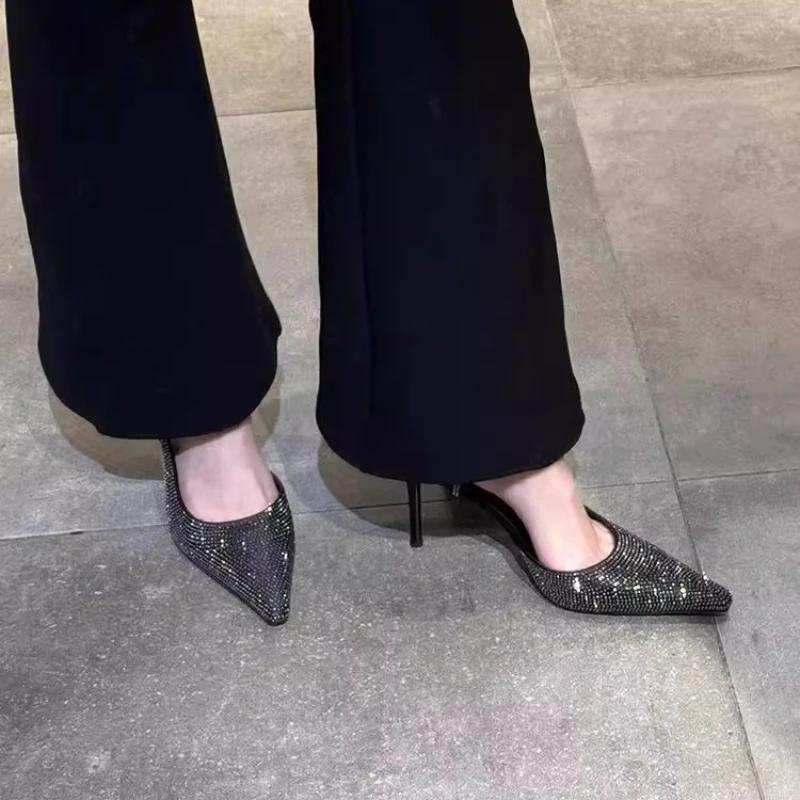 2025 New Bling Women Heeled Sandals Stilettos Shoes Woman Slippers Fashion Summer Sexy Dress Luxury Pumps Party