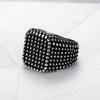 Meier Stylish and Domineering Motorcycle Accessories for Men, Retro Black Square Pitted Jewelry Ring
