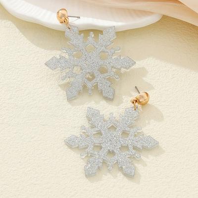 A Pair of Winter Atmosphere Acrylic Snowflake Earrings Casual Fashion Simple Classic High-end Women's Earrings