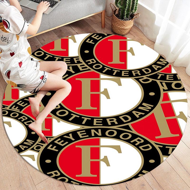 Feyenoord Round Area Rug,Carpet Rug for Living Room Bedroom Sofa Playroom Decor,Non-slip Floor Mat