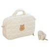 Quilted Multifunctional Baby Diaper Bag Cute Print Embroidery Shoulder Bags with Strap for Mom Travel