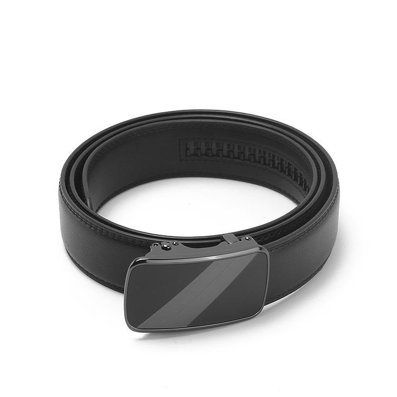 Wear Automatic Buckle Opening Two Layer Cowhide Belt for Business and Casual Men's Trendy Belt