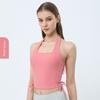 With Chest Pad Export Amoi Open Back Women's Drawstring Sports Vest Halterneck Running Top Yoga Workout Vest