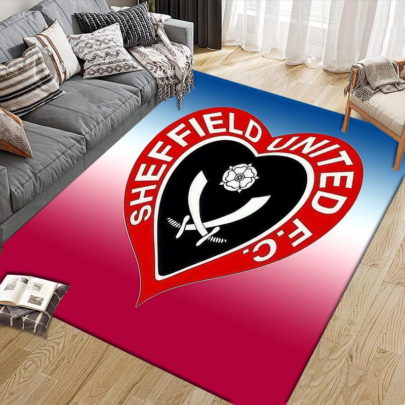 Sheffield United Flannel Pattern Square Carpet,Area Rug,Carpet Rug for Living Room Bedroom Sofa Playroom Decor,Non-slip Floor Mat
