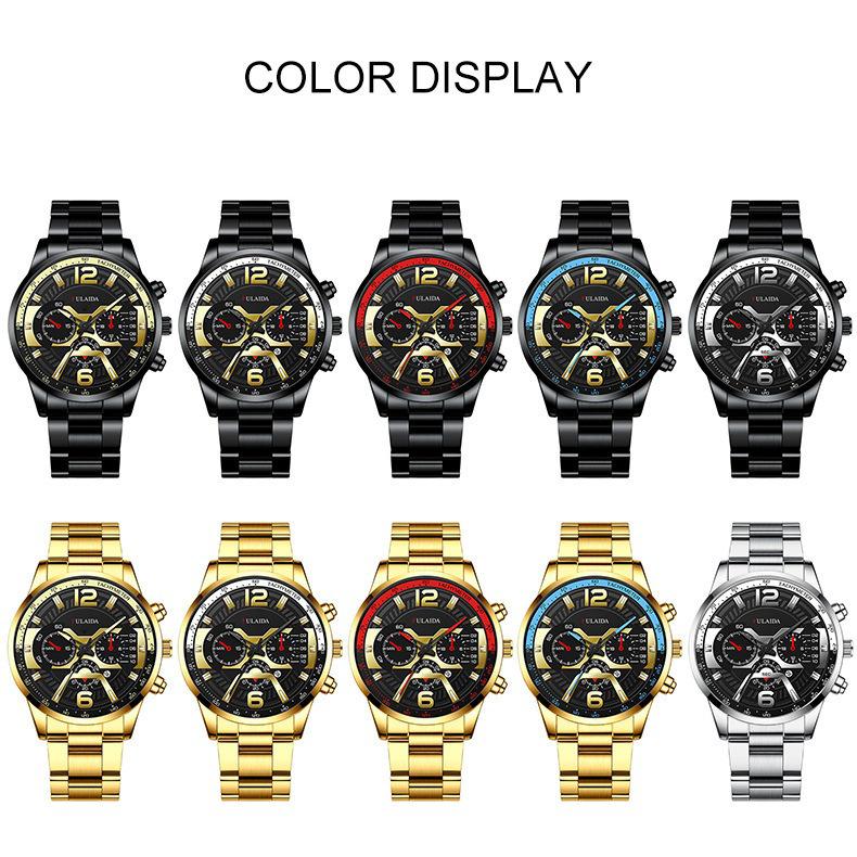 Men's Quartz Wristwatch: Stainless Steel Band, Luminous Hands, Date Display